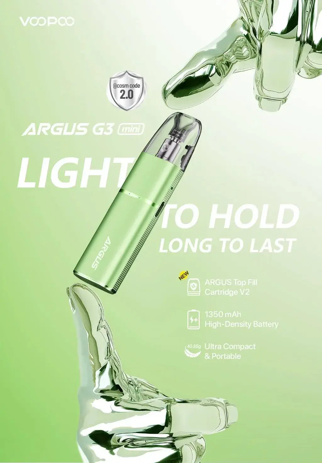 VOOPOO's ARGUS G3 mini poster — light to hold, long to last