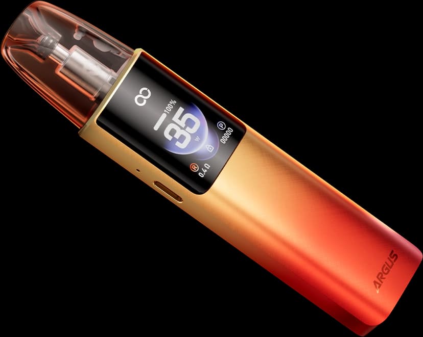 VOOPOO ARGUS G4 screen close-up, showing wattage, battery, resistance and lock status