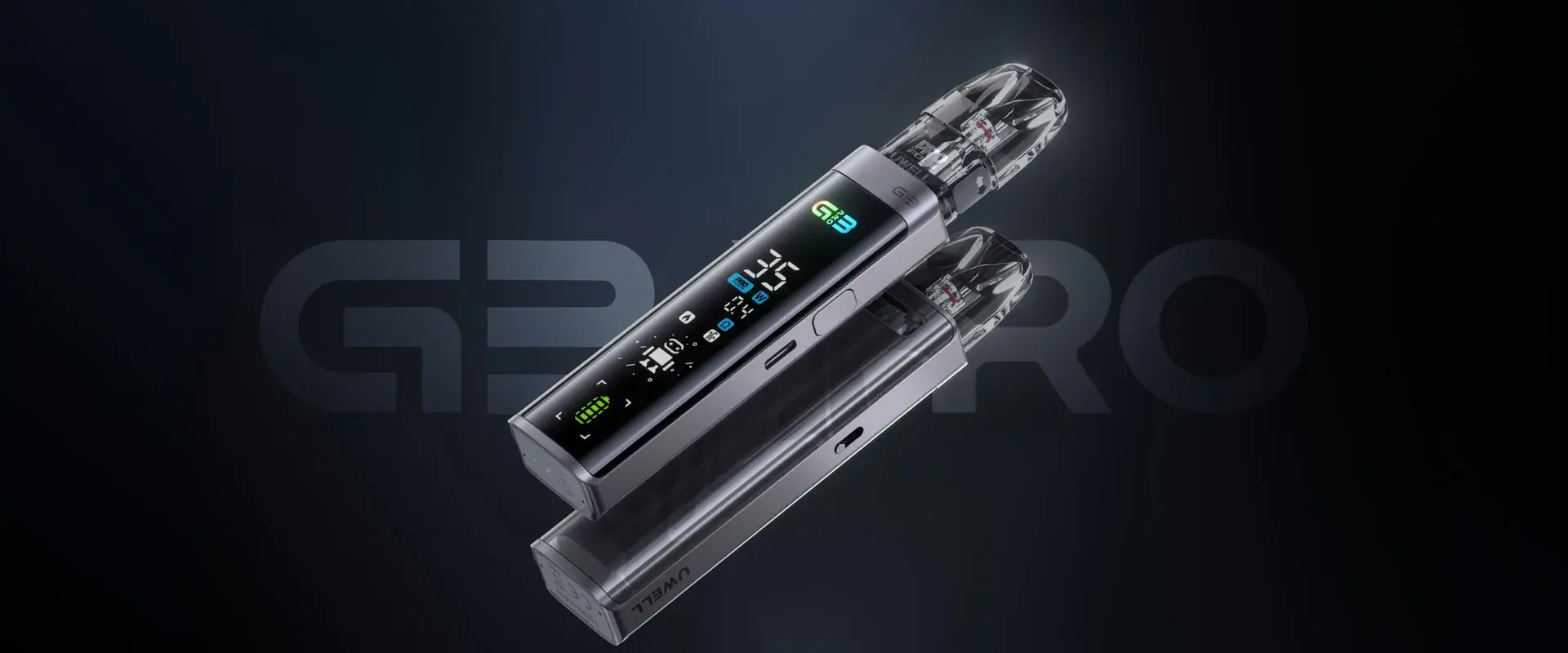 UWELL's Caliburn G3 Pro poster — two devices, front and back