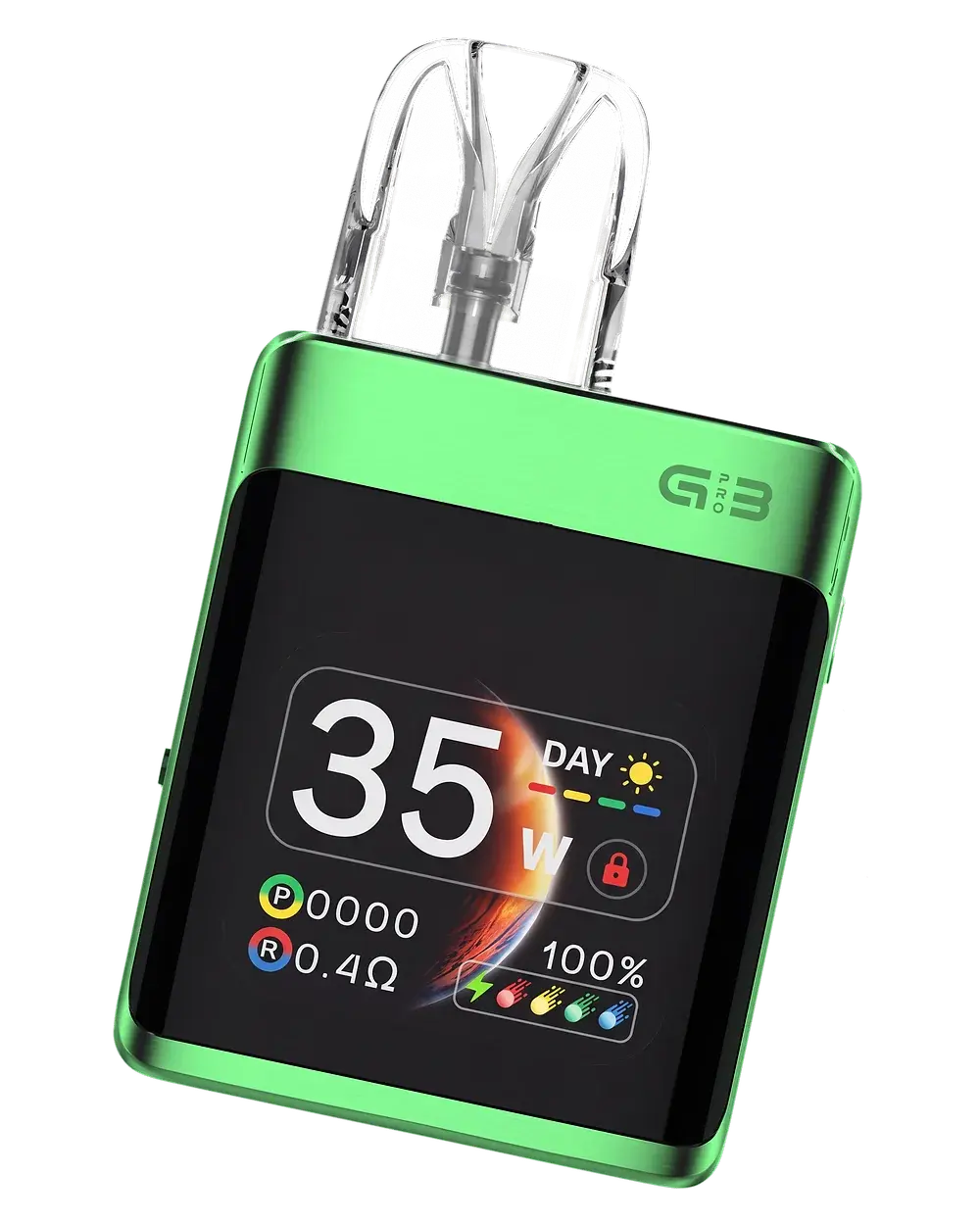UWELL Caliburn G3 Pro KOKO, Emerald Green, three-quarter view