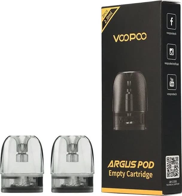 VOOPOO ARGUS POD Empty Cartridge, 2.0mL, 2-piece retail box with two empty transparent pods