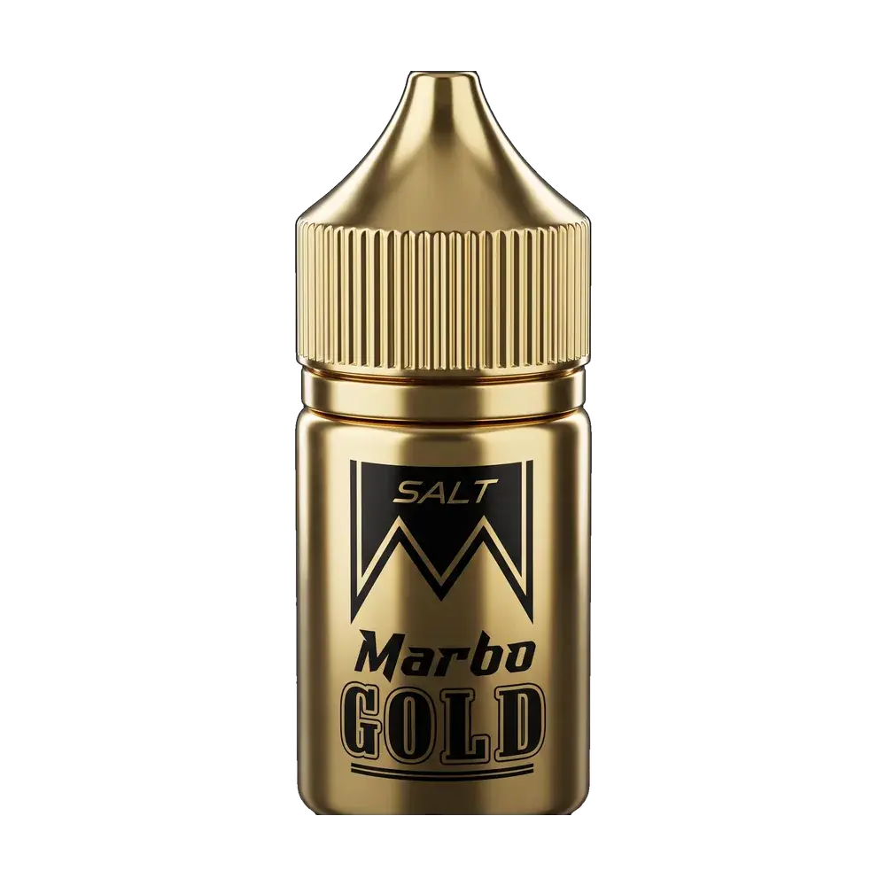 Marbo Saltnic 30ml e-liquid bottle, Gold, studio photo