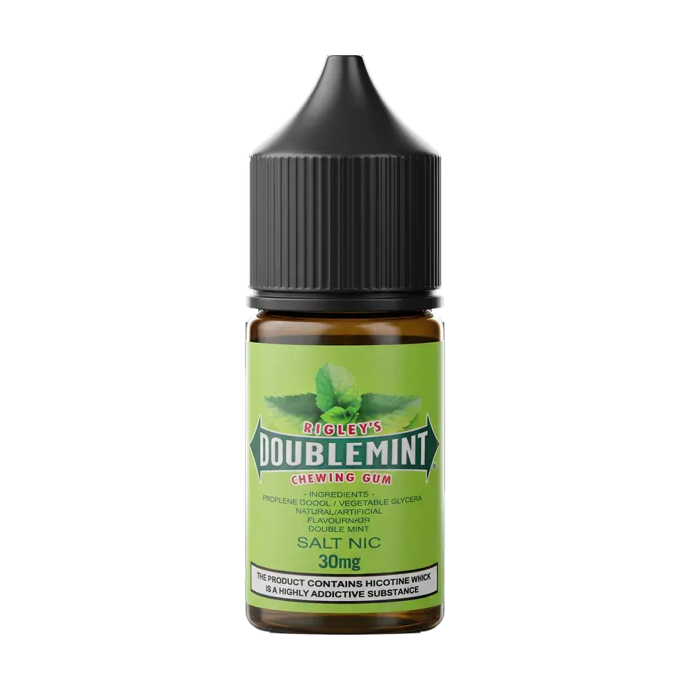 Double Mint Salt Nic e-liquid bottle, Mint, studio photo