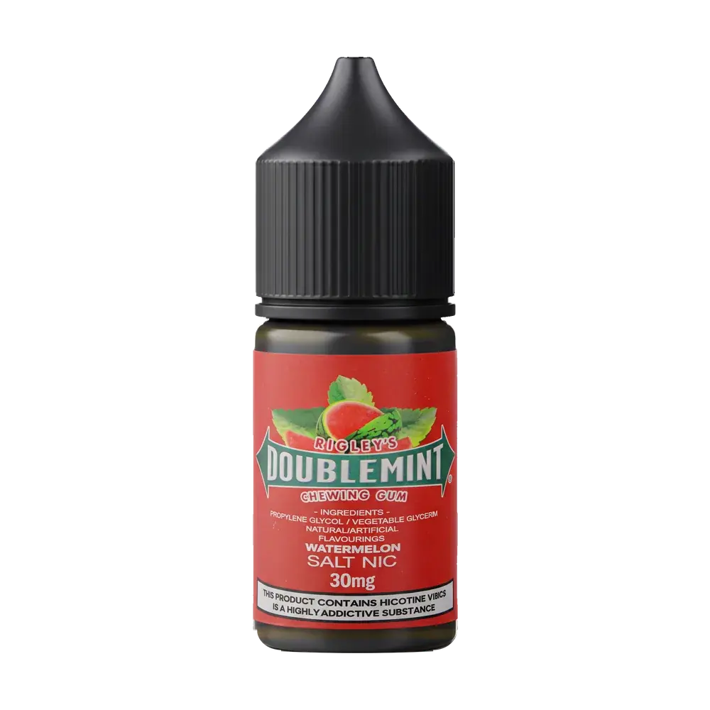 Double Mint Salt Nic e-liquid bottle, Watermelon, studio photo