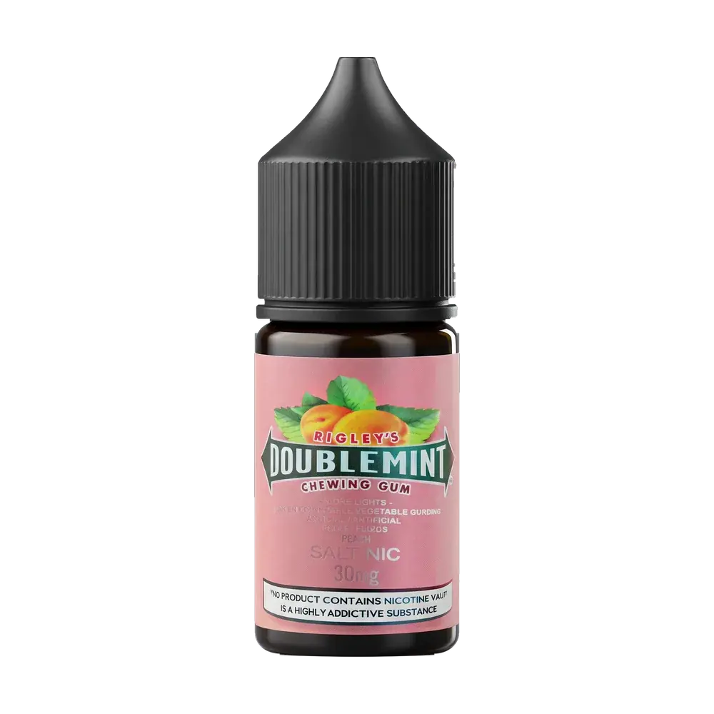 Double Mint Salt Nic e-liquid bottle, Peach, studio photo