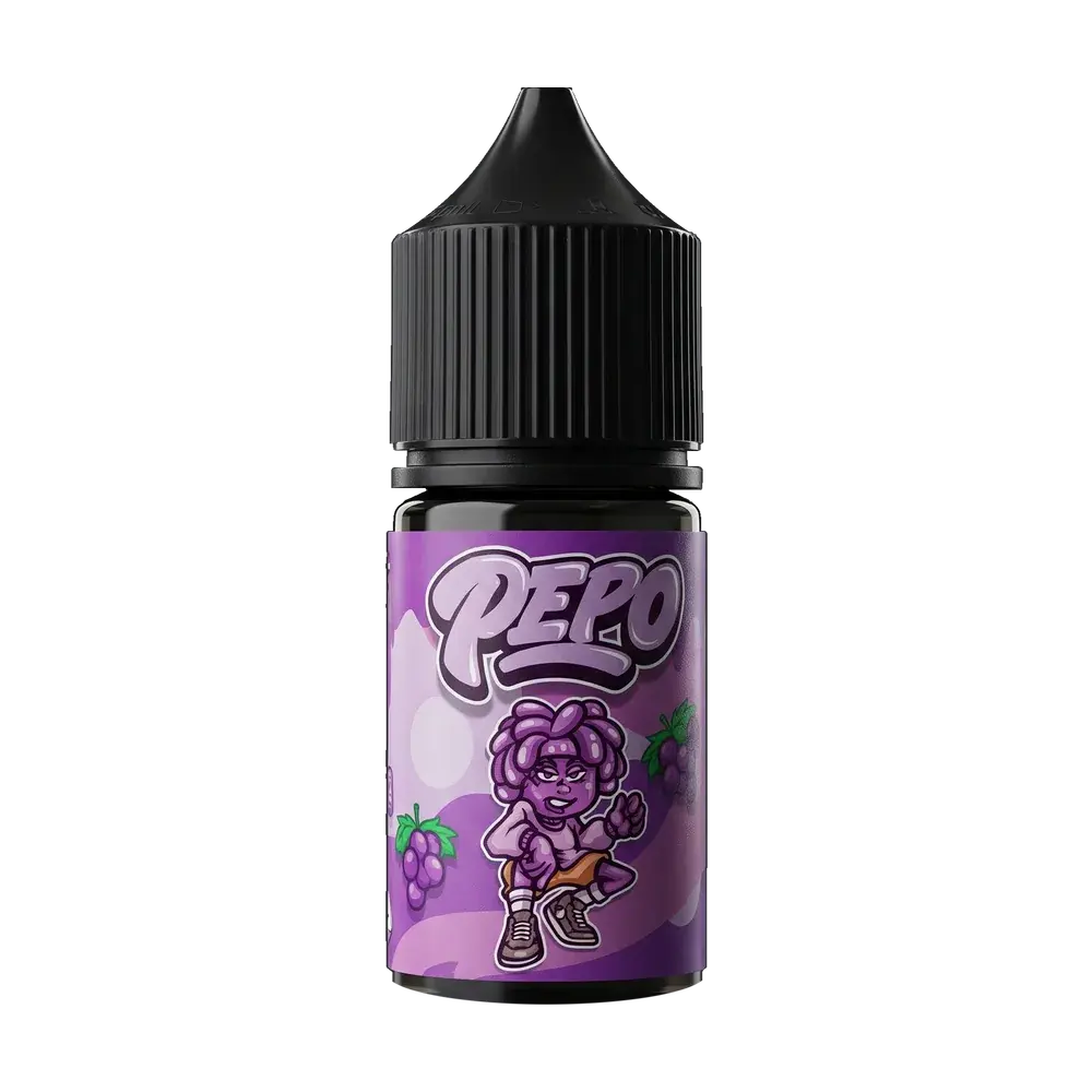 Pepo Salt Nic e-liquid bottle, Grape, studio photo