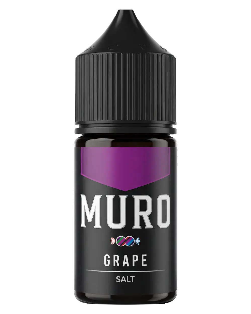 Muro Salt Nic e-liquid bottle, Grape, studio photo