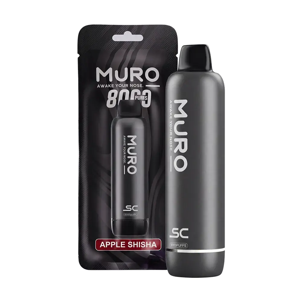 Muro SC 8000 Puffs, Apple Shisha — device with its pouch