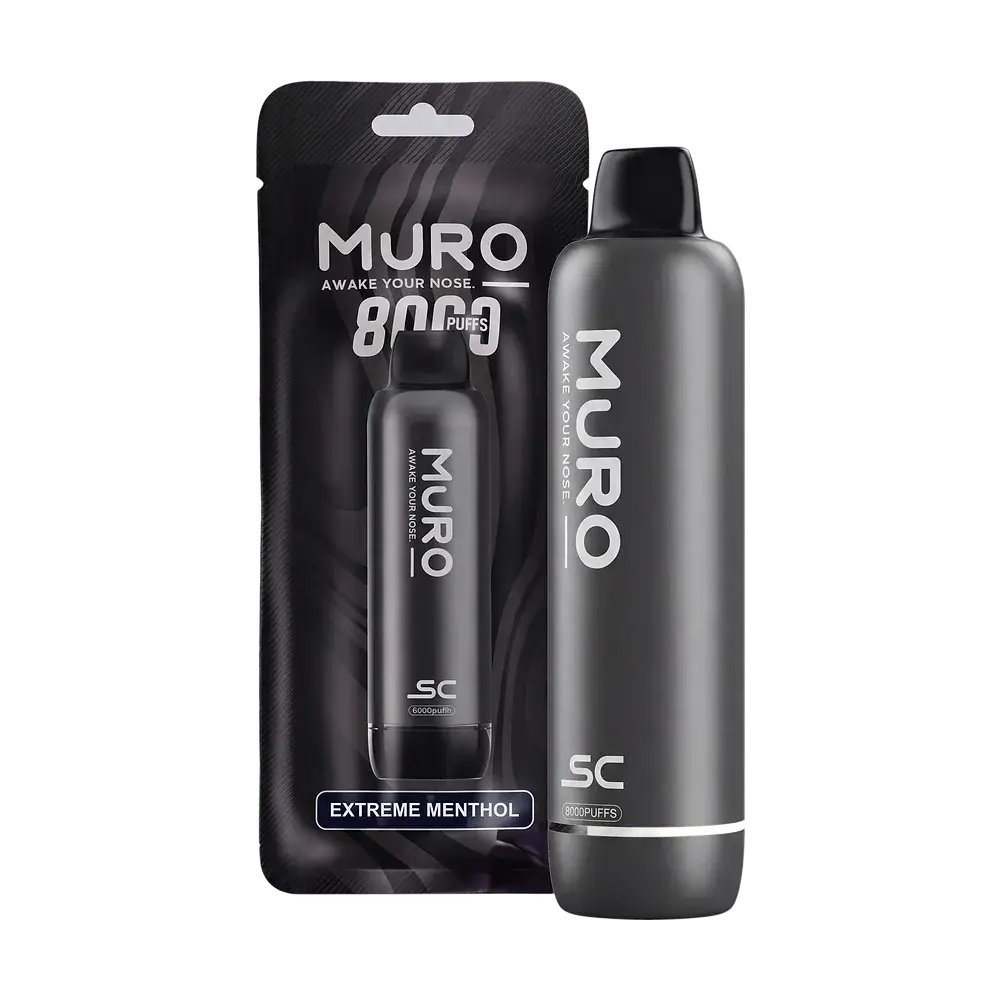 Muro SC 8000 Puffs, Extreme Menthol — device with its pouch