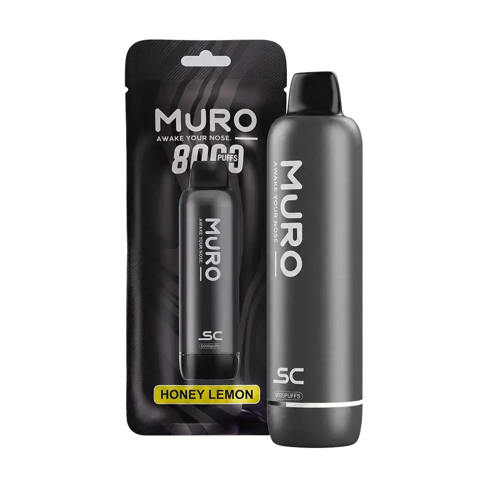 Muro SC 8000 Puffs, Honey Lemon — device with its pouch