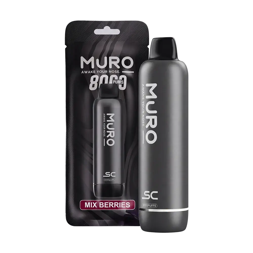 Muro SC 8000 Puffs, Mix Berries — device with its pouch