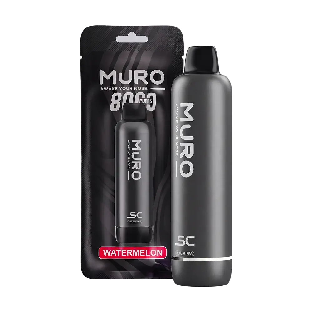 Muro SC 8000 Puffs, Watermelon — device with its pouch