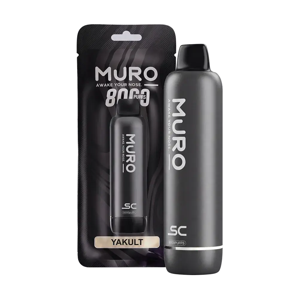 Muro SC 8000 Puffs, Yakult — device with its pouch