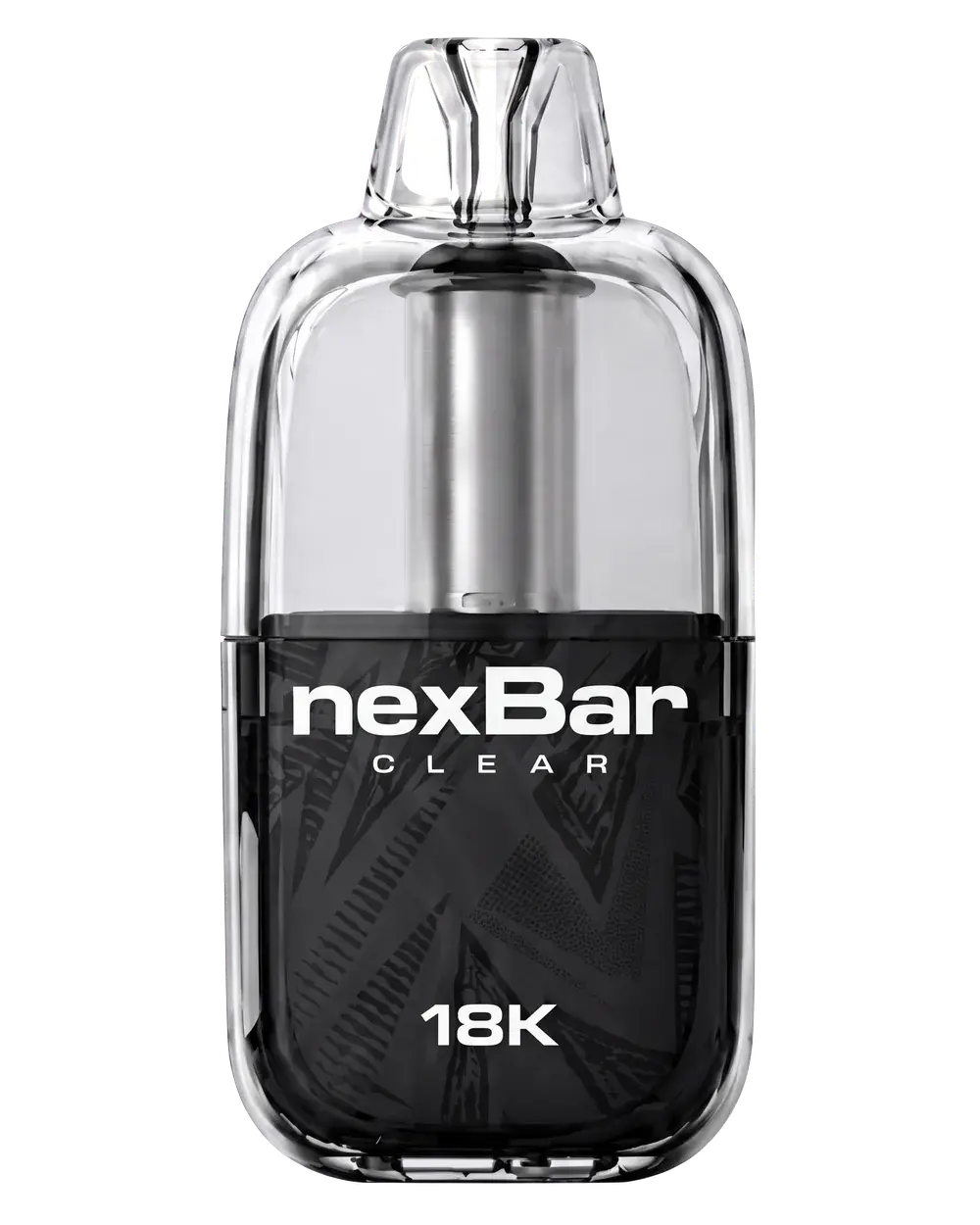 nexBar CLEAR 18K disposable, clear body, front view
