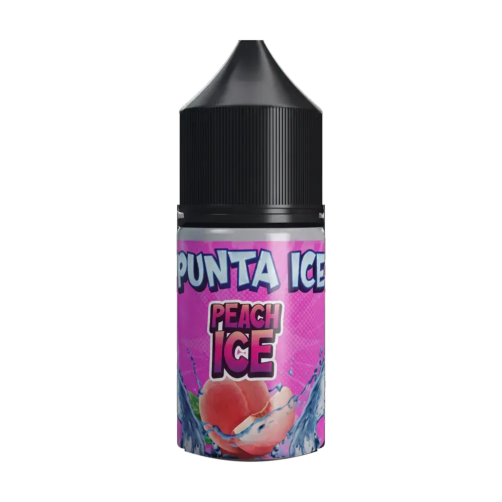 Punta Ice Peach Ice e-liquid bottle, studio photo