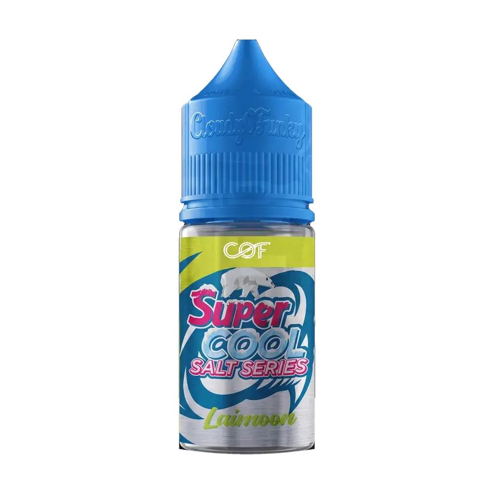 Super Cool Laimoon salt nic e-liquid bottle, studio photo