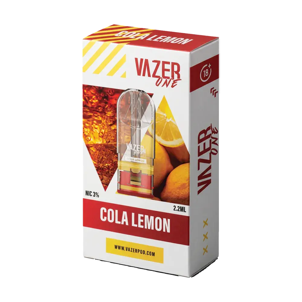 Vazer One pod box, Cola Lemon, studio photo