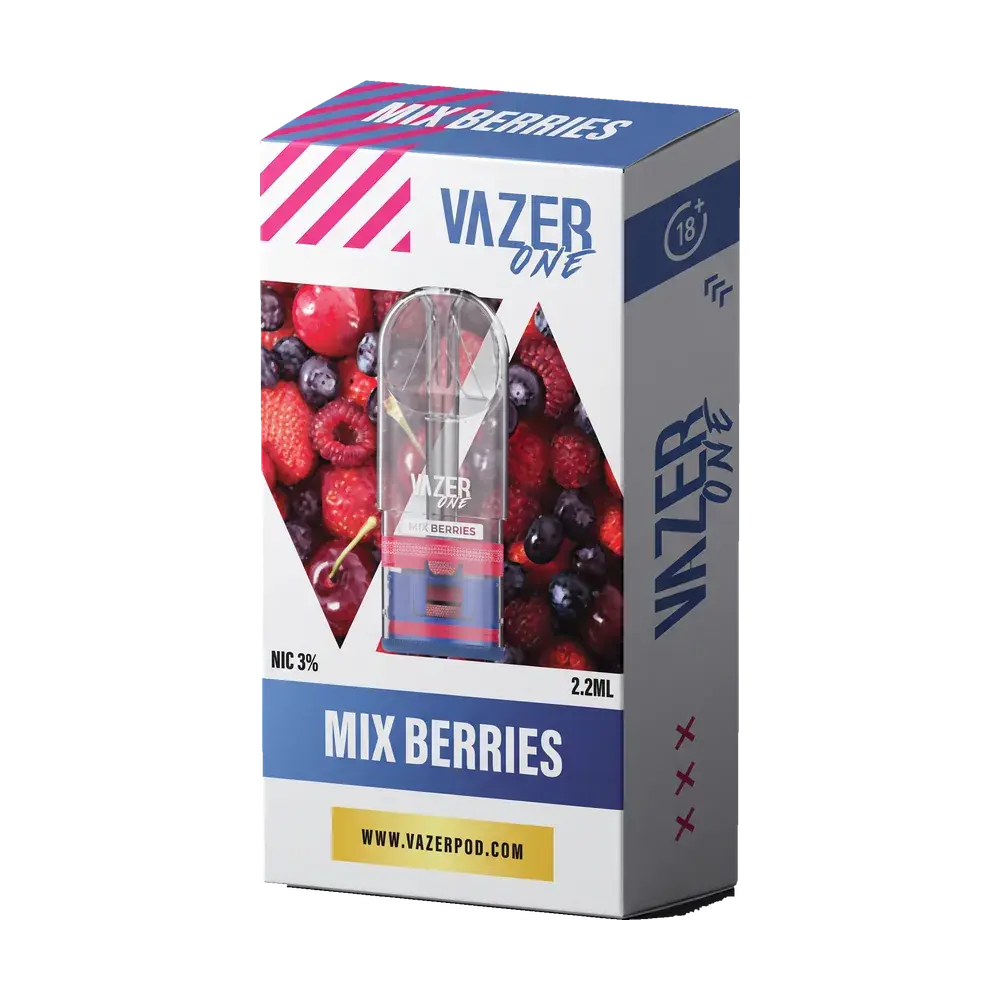 Vazer One pod box, Mix Berries, studio photo
