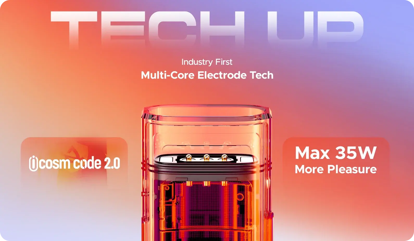 VOOPOO's ARGUS G4 poster — multi-core electrode tech, iCOSM CODE 2.0 and a 35W maximum