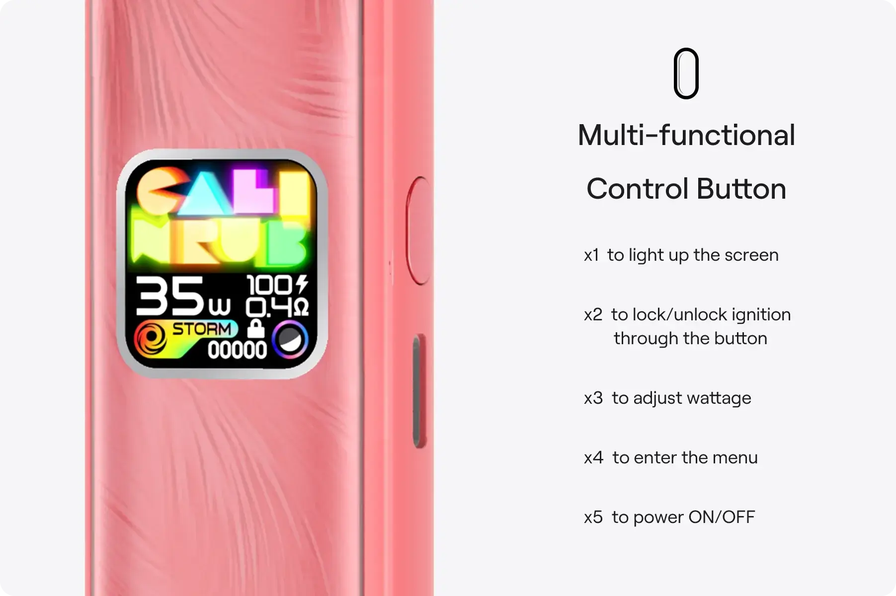 Official UWELL poster — the Caliburn G4 multi-functional control button