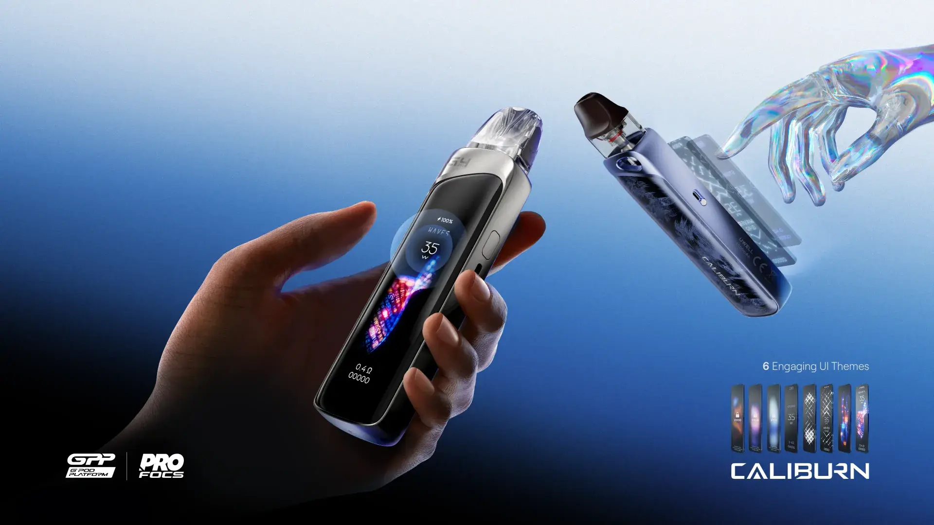 Official UWELL banner — the Caliburn G4 Pro in the hand