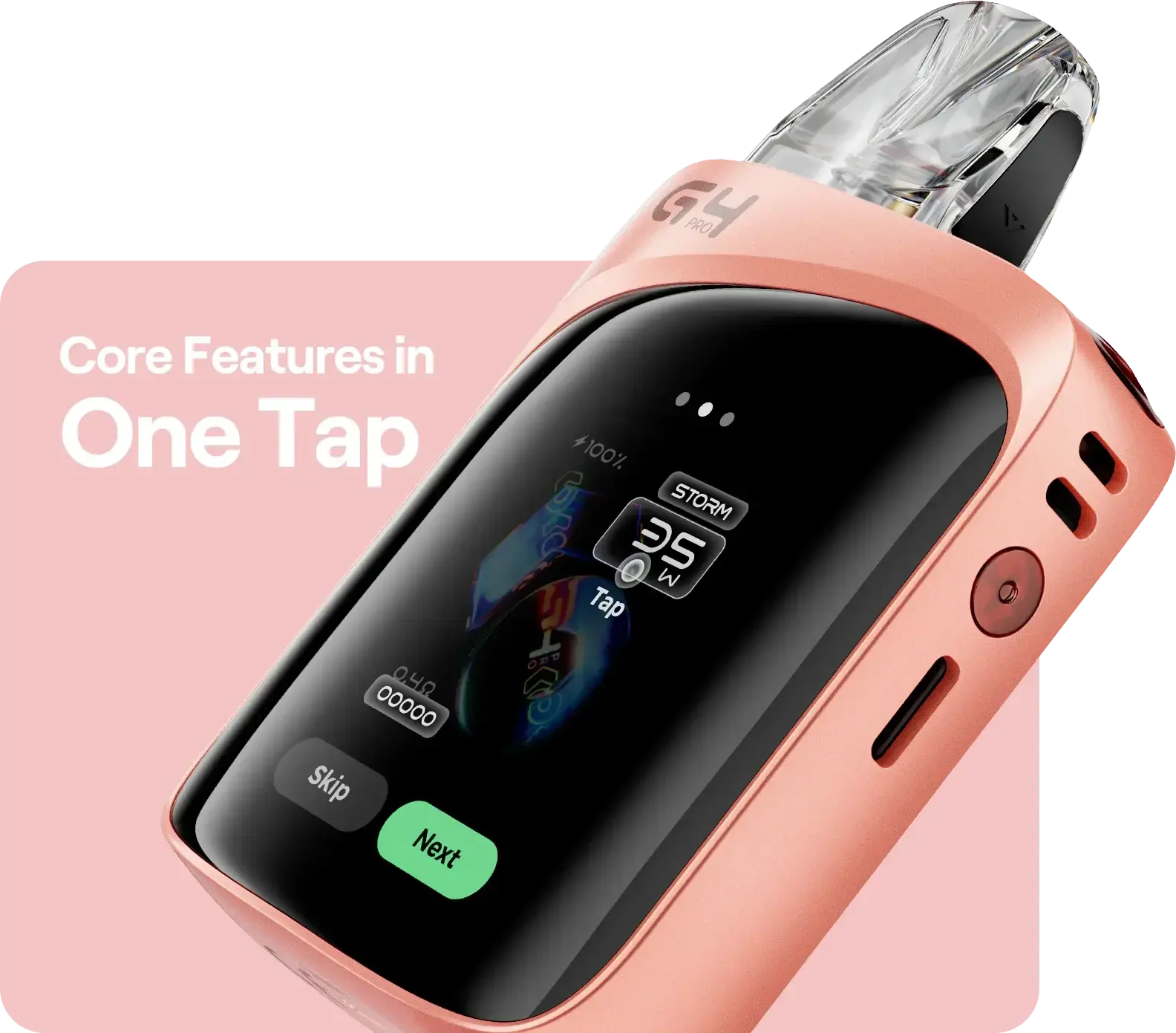 Official UWELL poster — core features in one tap on the KOKO touchscreen