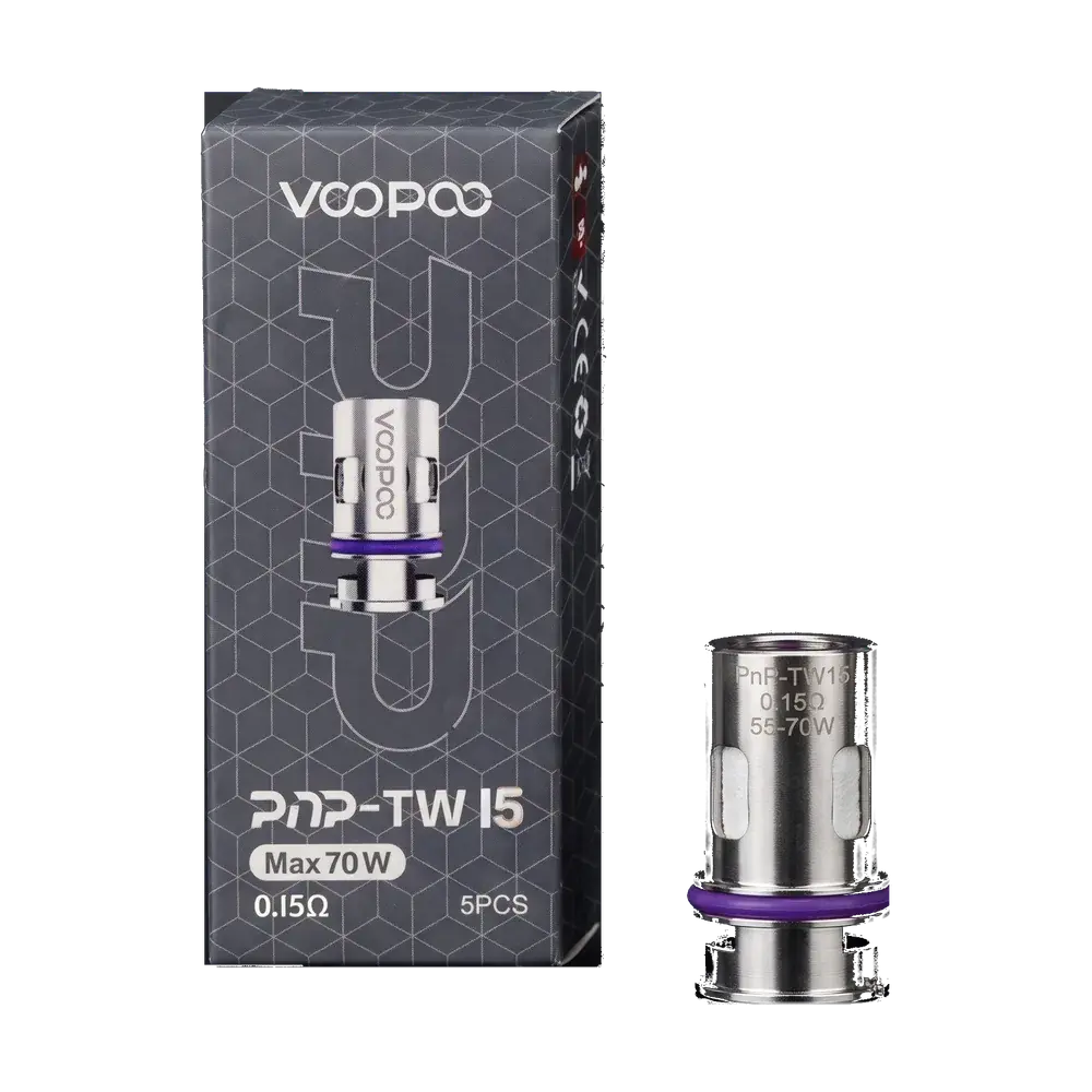 VOOPOO PnP-TW15 coil 0.15Ω with its box, studio photo