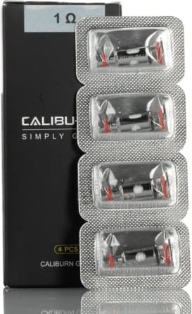 UWELL Caliburn G replacement coil, 1.0Ω, 4-pack retail box, isolated product shot