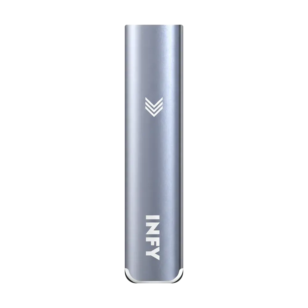 INFY POD device body, Royal Silver, studio photo
