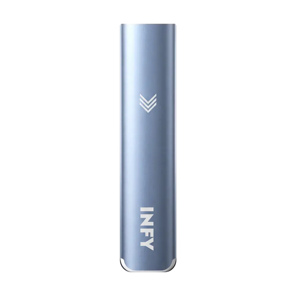 INFY POD device body, Frost Blue, studio photo
