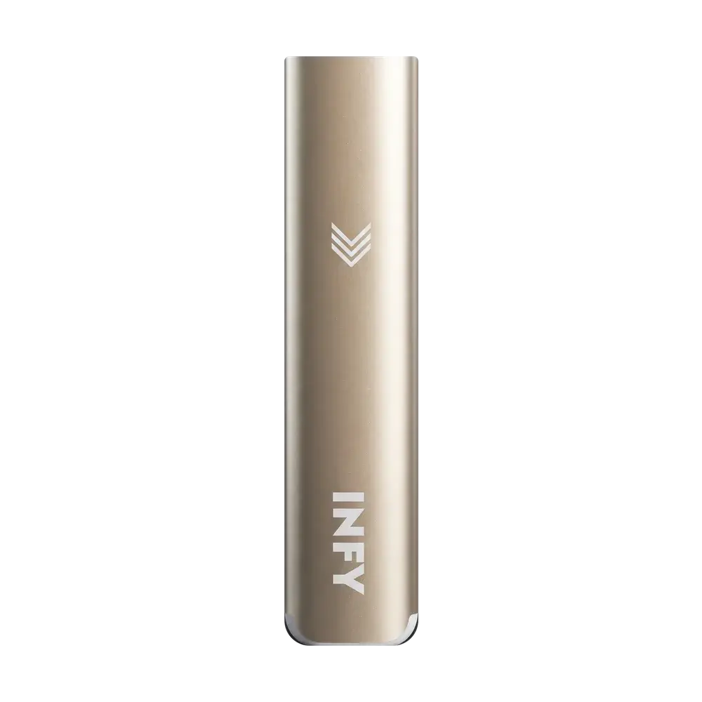 INFY POD device body, Champagne Gold, studio photo