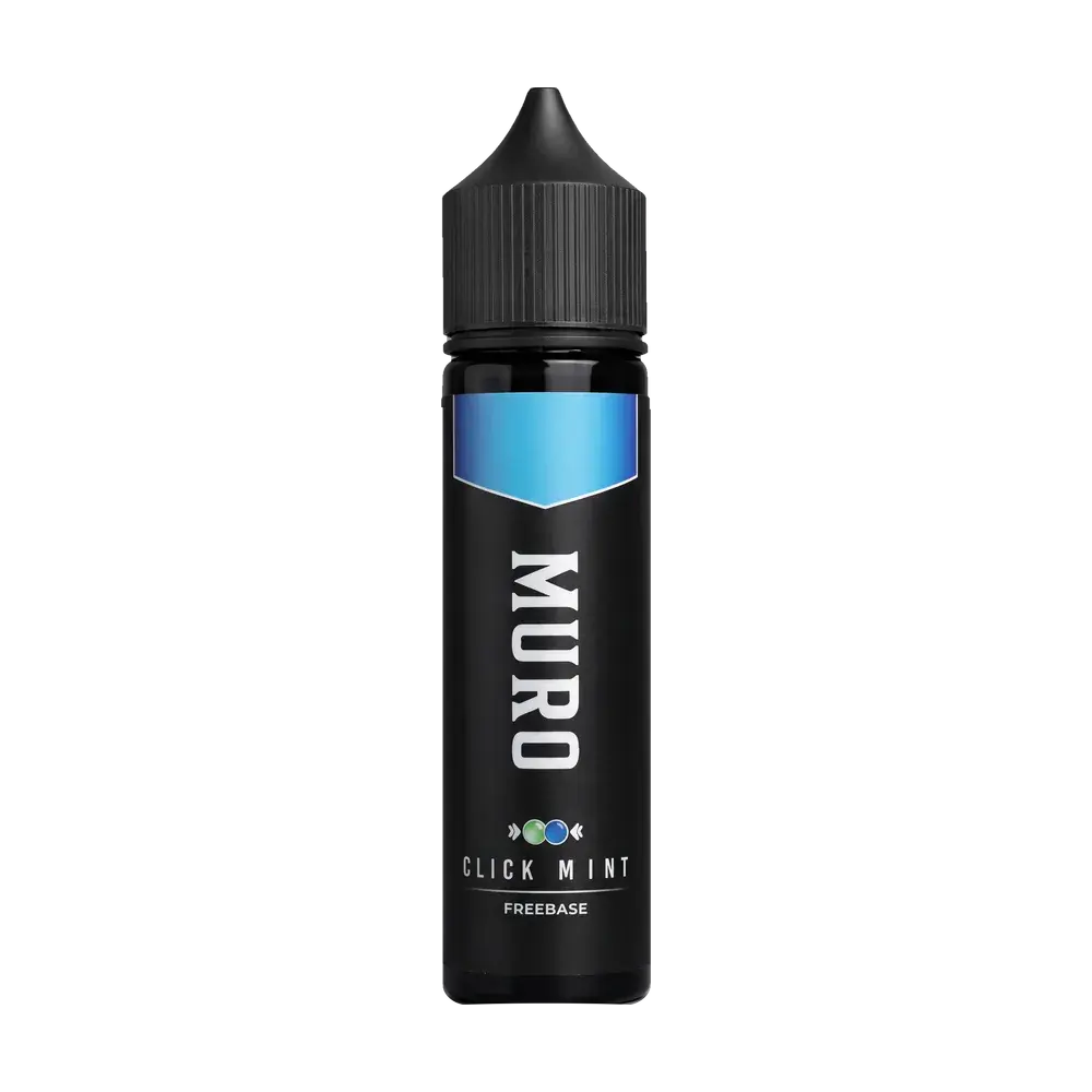Muro Freebase e-liquid bottle, Click Mint, studio photo