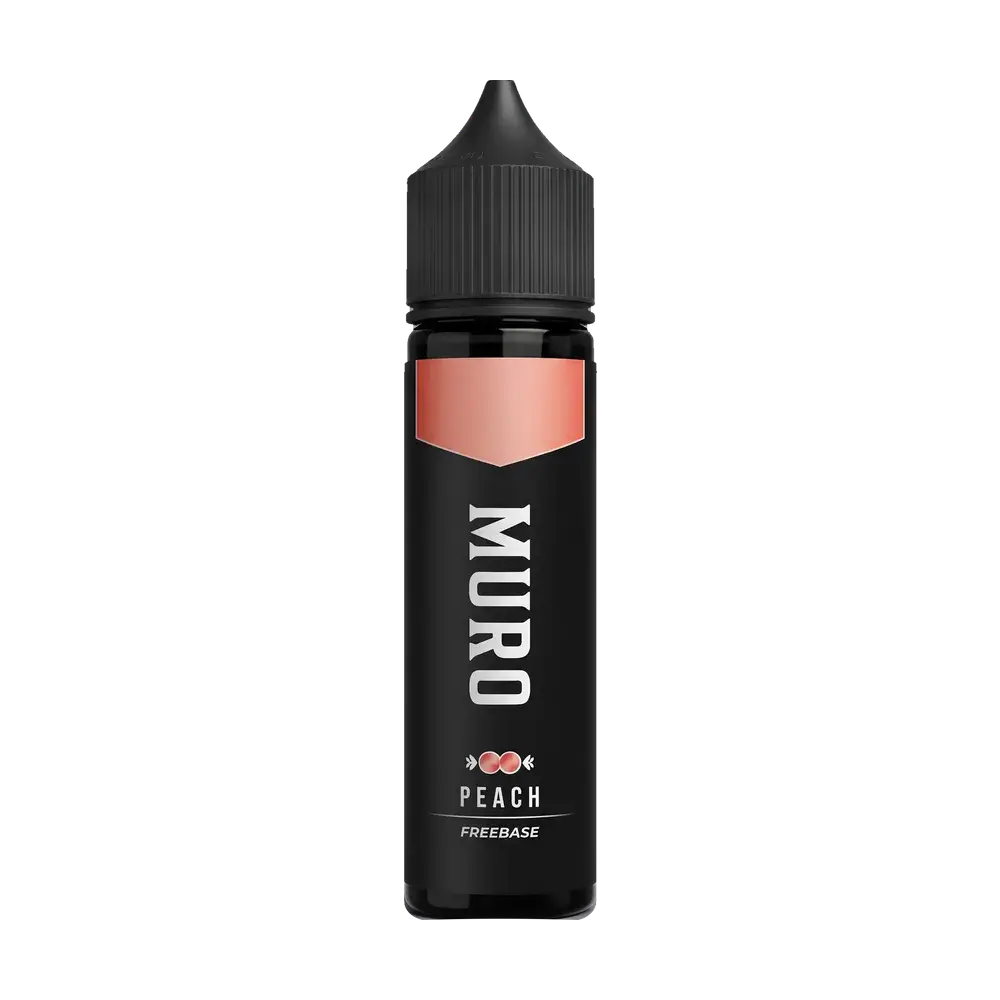 Muro Freebase e-liquid bottle, Peach, studio photo