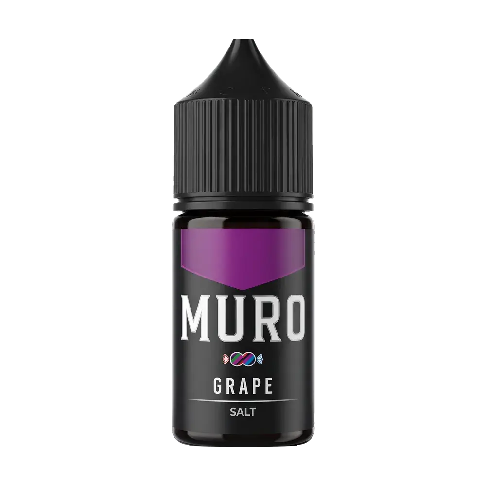 Muro Salt Nic e-liquid bottle, Grape, studio photo