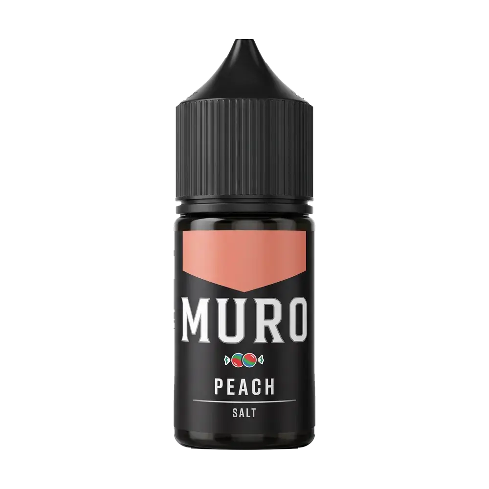 Muro Salt Nic e-liquid bottle, Peach, studio photo