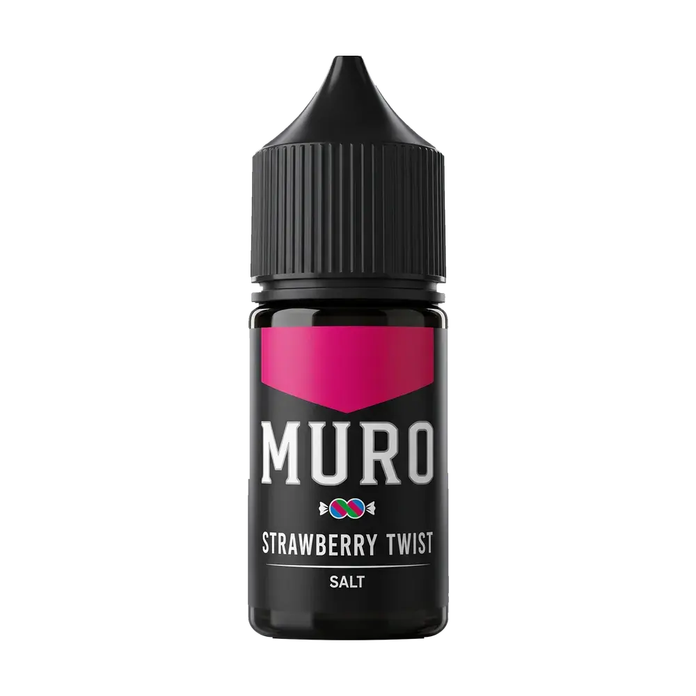 Muro Salt Nic e-liquid bottle, Strawberry Twist, studio photo