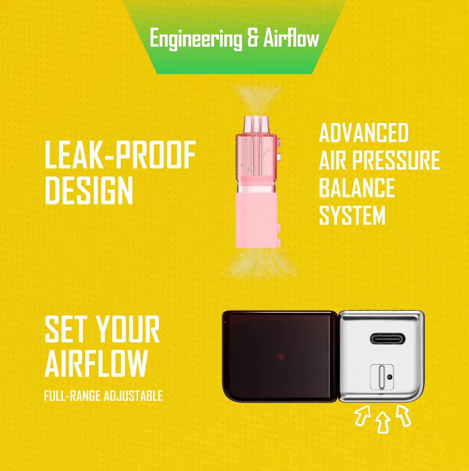 RELX's Creator Pro picture — engineering and airflow, full-range adjustable airflow at the base
