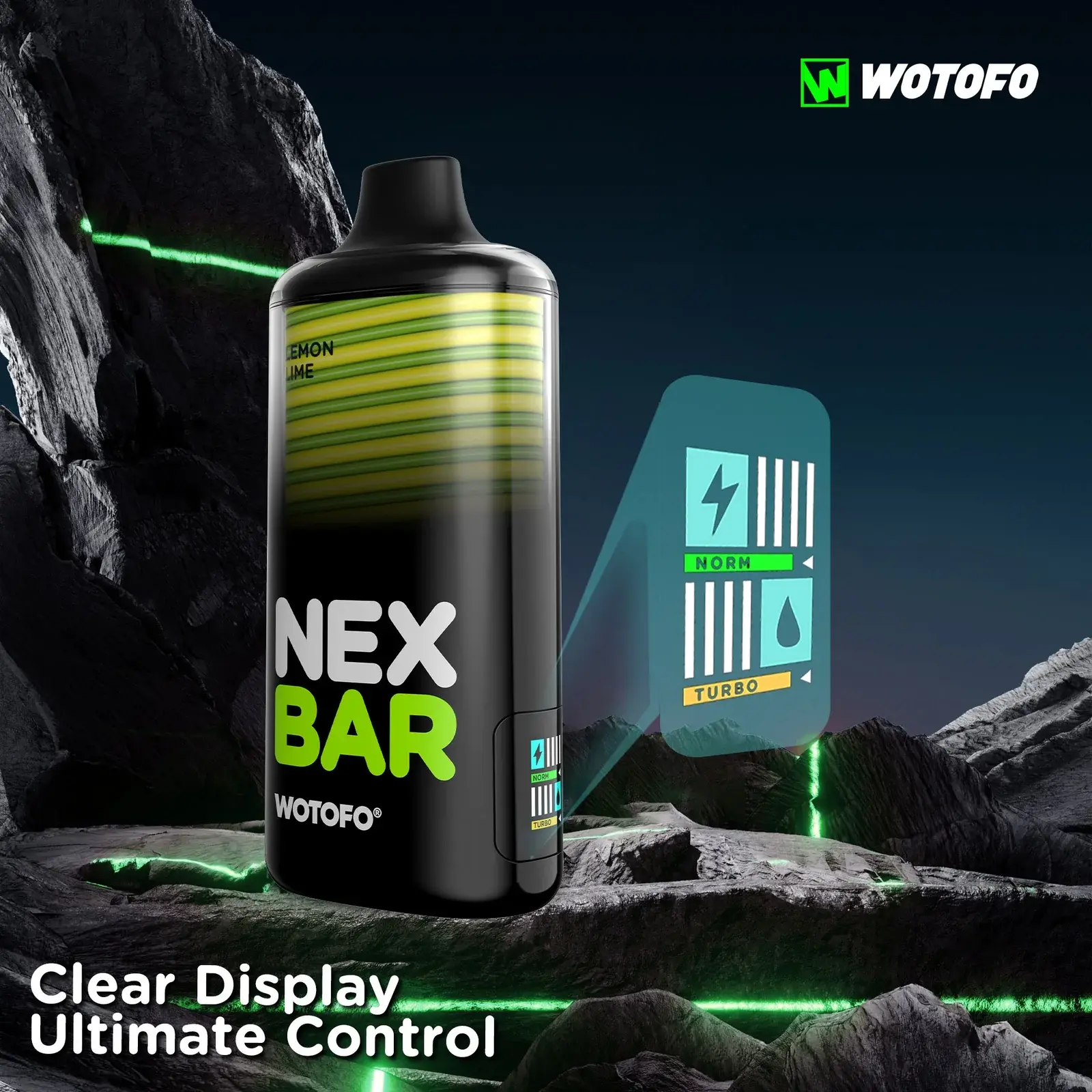 WOTOFO's nexBAR 18K picture — clear display, the LED screen up close